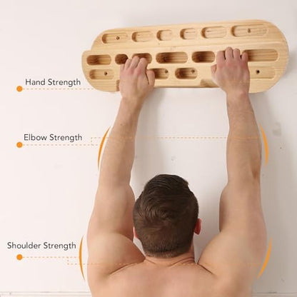 Dpofirs Compact Climbing Training Board | Wooden Hangboard for Finger Forearm & Shoulder Workout with Multiple Holds