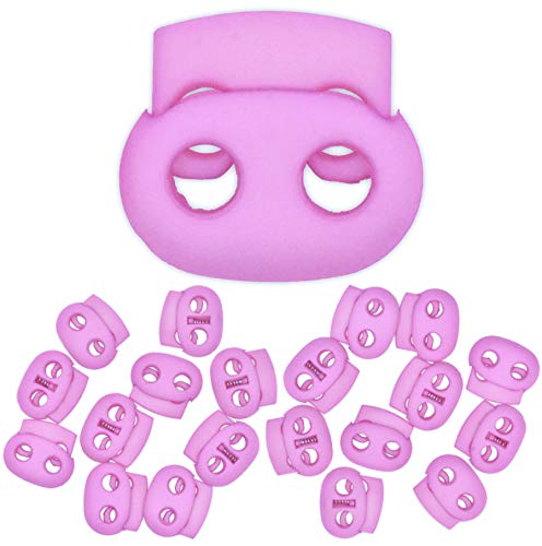 Mandala Crafts Lilac Spring Cord Locks Oval Toggles for Drawstrings | 20 PCs, Waterproof, Plastic Stoppers, Two Hole Clamps, Clips Locking Ends for Paracord Shoelace Face Masks Round Flat Cord - color: Lilac, size: Oval Elliptical Two Holes 0.85 Inch