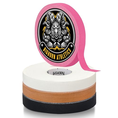 Bighorn Athletics Finger Tape, 0.5" x 45ft, 4 Rolls, Black/White/Pink/Nude | Fingers & toes support in Jiu Jitsu, Rock Climbing, Running, MMA. EZ tear tape, Zinc oxide adhesive, peels off clean. - color: Black/White/Pink/Nude, size: 0.5-Inch