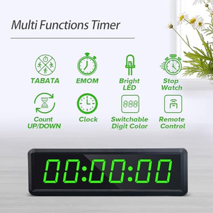 Gym Interval Timer, 12" Digital Wall Alarm Clock Timer for Interval Workout with Countdown/Up Stopwatch, Tabata EMOM Remote Control for Home Gym Boxing MMA Fitness - color: Gym Timer - 02