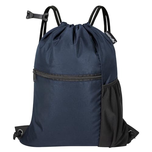 HOLYLUCK Men & Women Outdoor Sport Gym Sack Waterproof Drawstring Backpack Bag (Standard with drawstring, Navy Blue) - color: Navy Blue, style: Standard With Drawstring