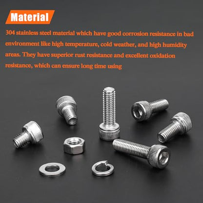 HELIFOUNER 50 Pieces M5 x 16mm, Thread Pitch 0.8mm, 304 Stainless Steel (18-8) Hex Socket Head Cap Screws, Fully Threaded - size: M5 x 16mm