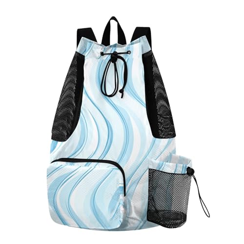 Drawstring Climbing Gym Bag With Pockets Drawstring Gym Bags with Wet Dry Compartments Abstract Blue Water Wave