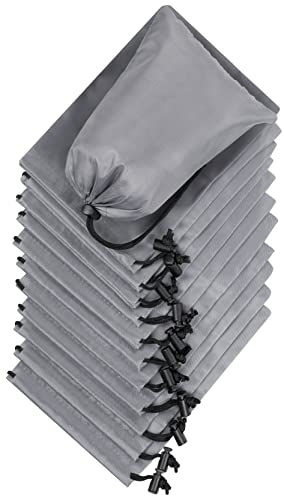 PALTERWEAR Drawstring Pouch (7 x 9 Inch, 12 Pack, Grey) Nylon Cinch Bag with Toggle for Travel, Gym and Storage - color: Grey, size: 7 x 9 - 12 pack