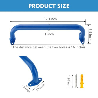 BiJun 17 Inch Monkey Bars Heavy Duty Metal Playground Handles,Blue 6 Pack | Indoor Outdoor Ceiling Grab Bars,Anti-Rust Steel,300LBS Capacity,for Backyard Climbing Frame Treehouse Wall Ladder - color: Blue-6pcs