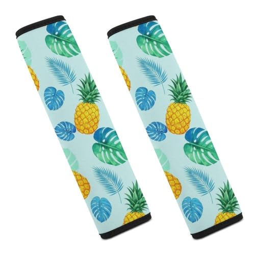 2 Pack Pineapple Banana Leaf Car Seat Belt Pad Soft Padded Seat Belt Cushion for Child, Stroller Pushchair High Chair, Shock Absorption - color: Pattern 256