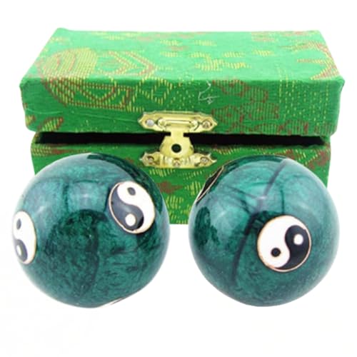 JapanBargain 3298, Chinese Baoding Balls Hand Exercise Therapy Balls Stress Reliefe Balls, Taichi Pattern, Green Color - color: Green