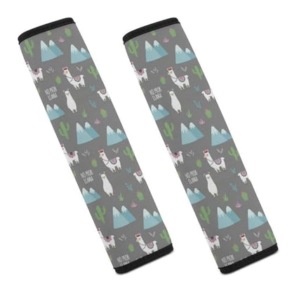 Soft Padded Car Seat Straps Shoulder Pads for Elderly Support, All Vehicles, 1 Pair Llama Alpaca Cactus Shoulder Protector Anti-Slip Pad - color: Pattern 690