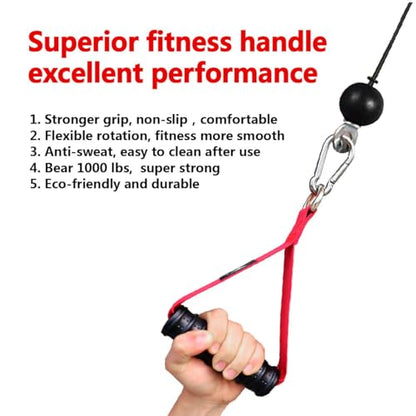 Heavy Duty Gym Exercise Handles Attachment for Cable Machine,Resistance Band,Pulley System Home Fitness Workout Equipment, with Elastic Rubber Grip and 2 Large Carabiners - color: Glory Red XW