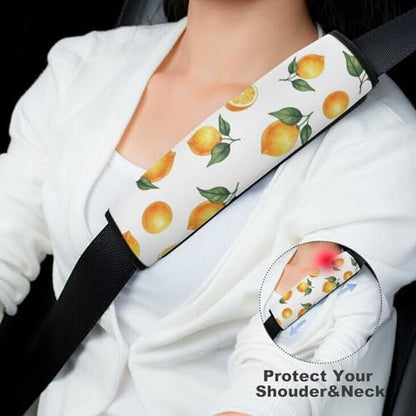 2 Pack Watercolor Lemon White Seat Belt Cover Universal Fit Shoulder Harness Cover for Girls and Boys, Car Seats Pushchair Strollers High Chair Pushchair - color: Pattern 20