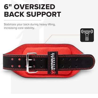 Weight Lifting Belt - 6-inch Padded Leather Weight Belt - Heavy Duty And Comfortable Back Support For Heavy Weightlifting and Fitness - size: XXX-Large