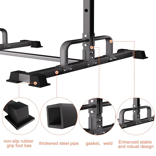 Pull Up Station, Adjustable Pull Up Bar Free Standing Power Racks, Multifunctional Heavy Duty Steel Pull Up Tower, For 2×2" with 1″ Hole Size Squat Rack Accessories, Support 600 LBS Capacity