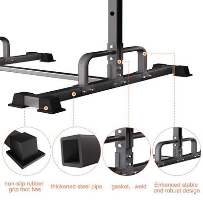 Pull Up Station, Adjustable Pull Up Bar Free Standing Power Racks, Multifunctional Heavy Duty Steel Pull Up Tower, For 2×2" with 1″ Hole Size Squat Rack Accessories, Support 600 LBS Capacity