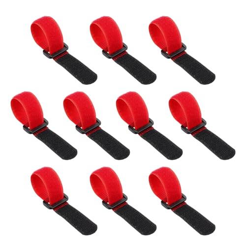 PATIKIL 0.8"x6" Reusable Cinch Straps, 10Pcs Adjustable Nylon Multipurpose Hook and Loop Cable Securing Straps with Plastic Buckle for Organizer Storage Cables Cords Ropes, Red - color: Red, size: 0.8" x 6"