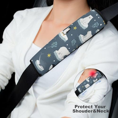 2 Pack Blue Mustard Cute Animals Narwhals Polar Bears Car Seat Straps Shoulder Pads Breathable Shoulder Protector for Elderly Support, Most Cars, Pressure Relief - color: Pattern 1063