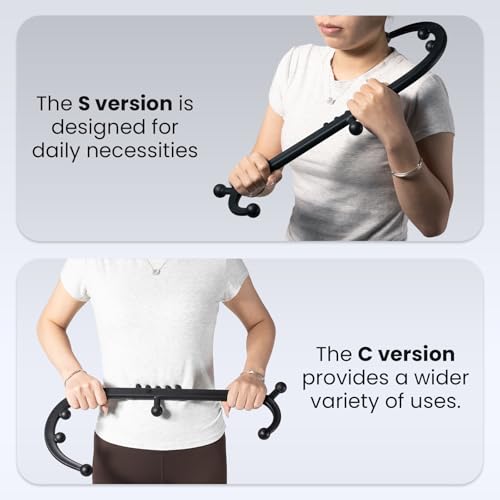 LiBa Trigger Point Massage Tool 11-Node, Collapsible S/C Curve | 11 pressure point nodes, targets knots, shape-shifting S or C curve, detachable back neck shoulder massager, travel-friendly - color: Detachable Black