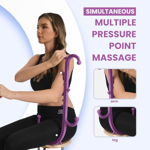 Ranarose Deep Tissue Back & Neck Massager - Back Massager Stick for Pain Relief, Muscle Knot Remover, Trigger Point Massage Tool for Full Body, Shoulders, Legs - Pressure Point Massage Tool - color: Pink Lavender