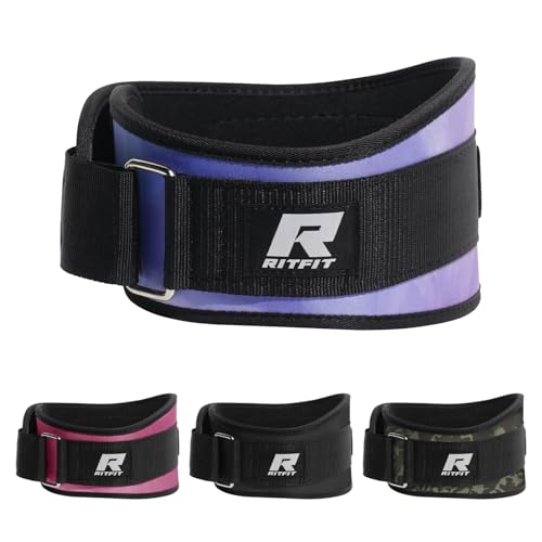 RitFit Weight Lifting Belt 6 Inch for Squats Deadlift Strength Training | Padded Lumbar Support, Self-Locking Gym Belt for Men & Women, Squats, Lunges, Deadlift, Thrusters - color: Galaxy, size: M(30"-36")