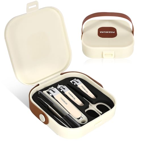 Manicure Kit, Portable Nail Kit with Travel Case, Stainless Steel Nail Clipper Set for Men Women, Includes 2 Clippers, Scissors, Tweezers, File, Cuticle Pusher & Cleaner