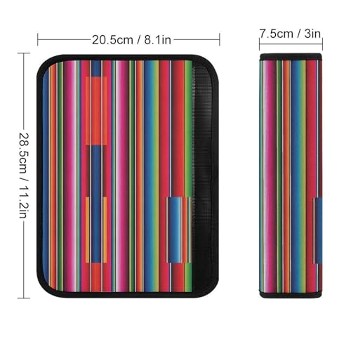 Universal Fit Car Seat Belt Pad for Elderly Support, All Vehicles, 2 Piece Mexican Serape Blanket Stripes Automotive Seat Belt Protector Pressure Relief - color: Pattern 114
