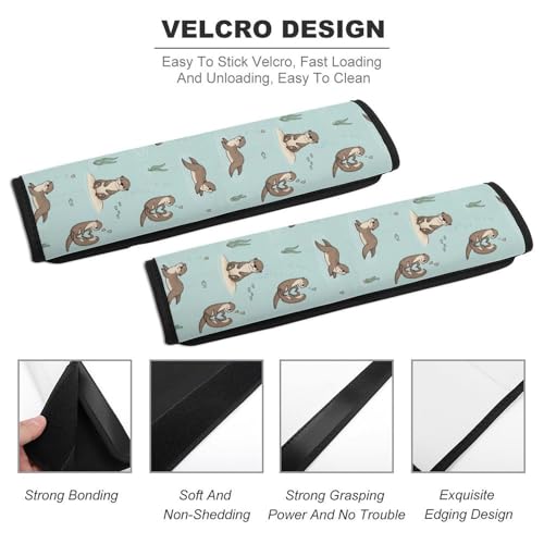 2 Pack Blue Sea Otter Car Seat Belt Pad Breathable Shoulder Harness Cover for Adult Use, Stroller Pushchair High Chair, Pressure Relief - color: Pattern 103