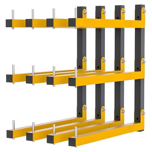 4 PACK Lumber Storage Rack Wall Mount Wood Organizer Storage Racks Heavy Duty Shelf Brackets with 6-Level System 720 LB Sturdy Folding Garage Wall Shelving, Snowboard Rack for Indoor and Outdoor - style: B– 4 Pack, 6-Tier