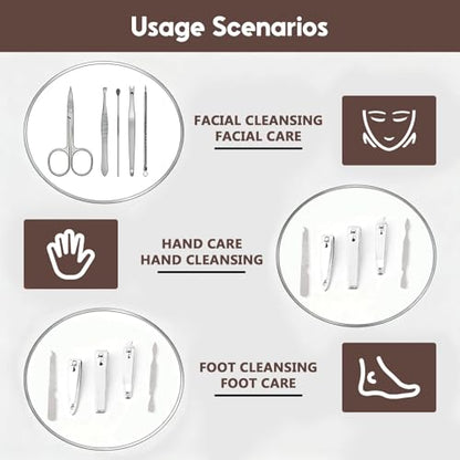 10 Pcs Manicure Set, Professional Portable Nail Care Kit with Nail Clippers, Nail Trimmer, and Grooming Tools for Home and Travel Use - color: 10 Pcs Brown