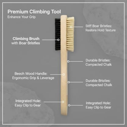 Climbers' Essential Brush with Beech Wood Handle for Chalk and Mark Removal