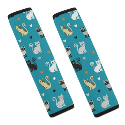 2PCS Cats Lovers Car Seat Belt Pad Universal Fit Seat Belt Covers Cushion for Kids, Car Seats Pushchair Strollers High Chair Pushchair, Easy Install (No Tool) - color: Pattern 984