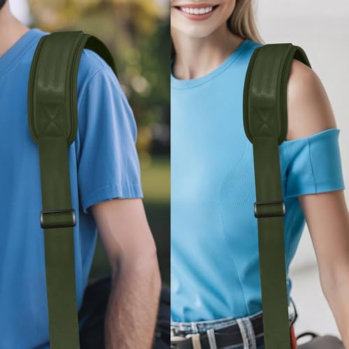 ZINZ 75" Shoulder Strap with Fixed Pad and Dual Balanced Buckles，Army Green - color: Army Green
