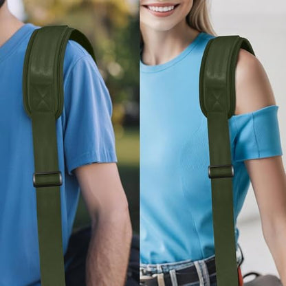 ZINZ 75" Shoulder Strap with Fixed Pad and Dual Balanced Buckles，Army Green - color: Army Green