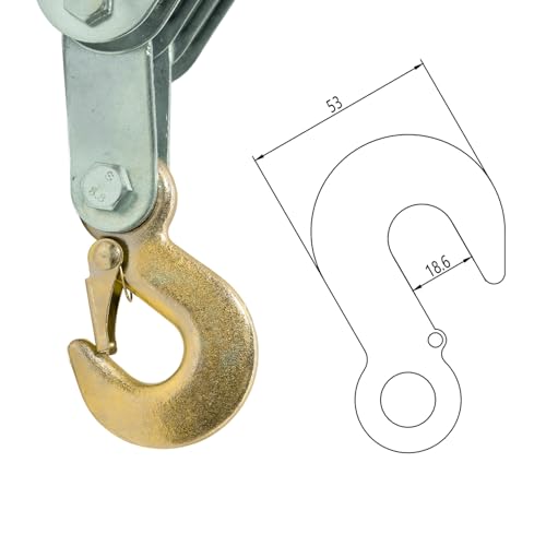 Poly Rope Hoist Pulley Block, 4000 lbs | 65 Feet of 3/8", 7:1 Lifting Power, Lift Furniture, Motorcycles, Bicycles