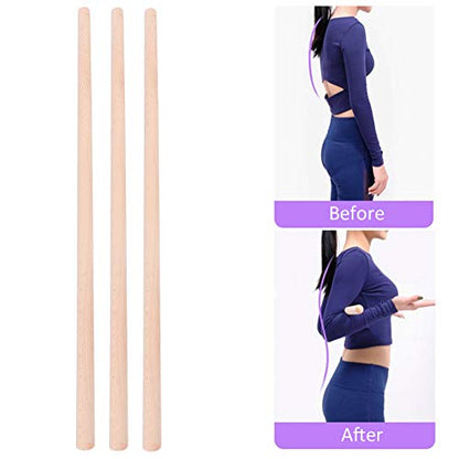 Wood Yoga Stick, 3Pcs Shoulder Opener Fitness Tool, Yoga Accessory Rod for Beginners and Professionals in Home Gym or Studio Practice