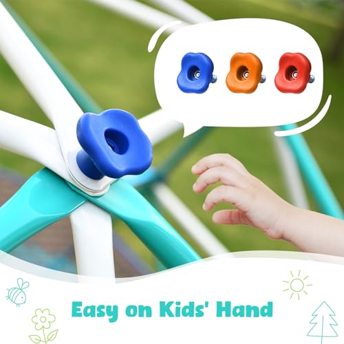 Hapfan Climbing Dome with Climbing Cargo Net, 10 ft Dome Jungle Gym with Hammock for Kids Outdoor Playset Monkey Bars Backyard - color: White and Green