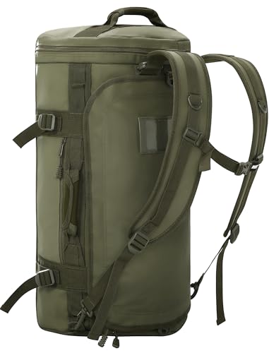 MIER Large Duffle Bag Backpack for Travel Camping Gym Sports, 45L/60L/90L | Water Resistant, Convertible Duffel, Detachable Backpack Straps, Shoe Compartment, Heavy-Duty Tarpaulin, 3 Sizes - color: Dark Green, size: 90L