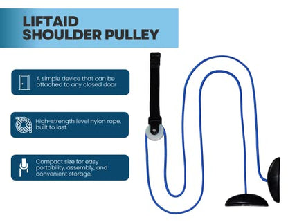 LiftAid Shoulder Pulley for Physical Therapy with Exercise Guide - Improves Shoulder Strength & Range of Motion - Reduces Pain, Helps in Muscle Recovery (Blue Pack of 10) - color: Blue Pack of 10