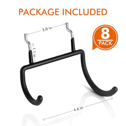 Utility Heavy Duty Pegboard Hooks, 8Pack Peg Board Power Tool Drill Holders | Fit 1/8" 1/4" Peg Holes, Double Arm Peg Board Bracket, Rubber Coated, Large Tool Organizer for Garage Workshop Shed Craftroom - style: 8 Pack