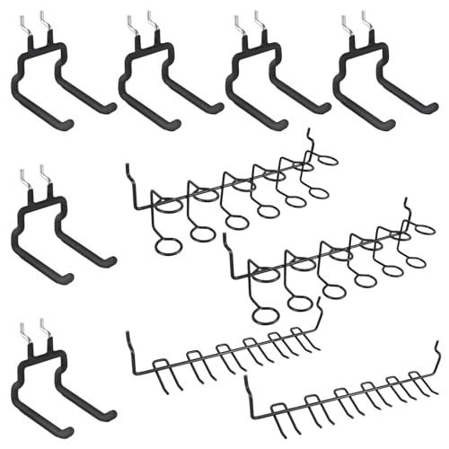 LIGHT DUST Utility Heavy Duty Pegboard Hooks - 10Pack Peg Board Accessories for Hanging Tools Fit 1/4" Peg Holes - Pegboard Organizer Large Tool Holders for Garage Workshop Shed - style: 10 Pack