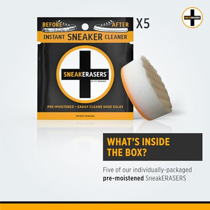 SneakERASERS Instant Shoe Cleaner Pre-Moistened Sponge, 5 Pack | Effective for White Sneakers, Tennis Shoes, Portable Shoe Cleaning Kit, Instant Sneaker Cleaner - size: 5 Pack