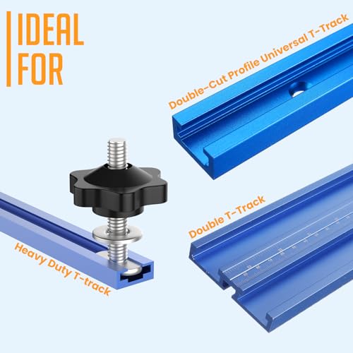 10 Sets 1/4-20 T Track Bolt Knob Kit, T-Track Accessory Includes 1-1/2" & 2" T-Slot Bolts with Washers and Star Knobs for Woodworking Jigs and Fixtures - size: 1/4-20 T Track Knob Kit