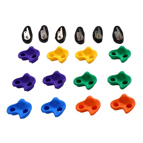 Luocute 12PCS Rock Climbing Holds for Kids, Climbing Wall Kit with 6 Strap, Multicolored Plastic Grips for Children Room Playroom Recreation Facility Indoor Outdoor Playground