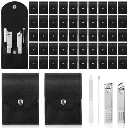 Geosar 50 Set Travel Manicure Kit Bulk Professional Nail Clippers Pedicure Nail Care Tools Grooming Stainless Steel Set with Portable Travel Case, Gift for Christmas Men Women(Black) - color: Black
