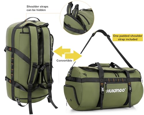 Hulongo Waterproof Duffel Bag Backpack for Men, Green, 90L | Large, Mens Duffel Backpack Bags, Traveling, Heavy Duty - color: Green, size: 90L