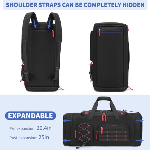 Bosstin Gym Bag for Men & Women, 45L Travel Duffle Sports Duffel Bag Gym Weekender Overnight Backpack with Shoe Compartment (Black) - color: 1Black