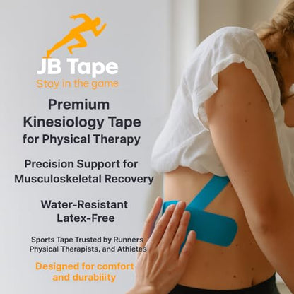 JB Tape Kinesiology Tape, 80 Precut Strips, Green, Latex‑Free, 4 Rolls | 80 Precut Strips, 10-Inch Strips, 4 Rolls - color: Kelly Green