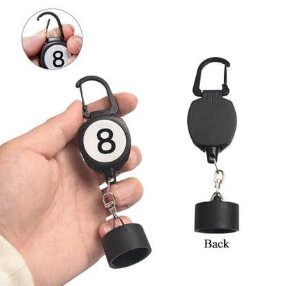 LAKE OF FIRE Pool Chalk Holder with Retractable Key Ring Black | Snooker & Billiards Pool Accessories, Professional Billiards Gifts for Men - size: Round