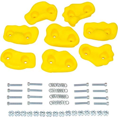 Swing Set Stuff Inc. Small Textured Rock Holds (Yellow) Set of 8 with SSS Logo Sticker