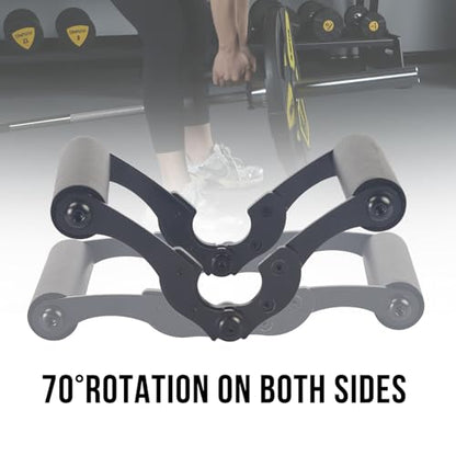 V Bar Row Landmine Handle Attachment for Barbell Bars，Solid Mine Double D Row Handle Grips with Non-Slip Rubber Grips, T-Row Attachment for Olympic Strength Training Bars