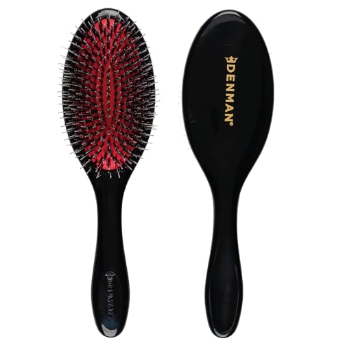 Denman Boar Bristle Hair Brush – Smoothing & Shine Enhancing for Slick Back Styles, Curl Defining & Detangling. Hairbrush with Natural Bristles for all Hair Types for Women & Men - color: Black, size: Medium (Pack of 1)
