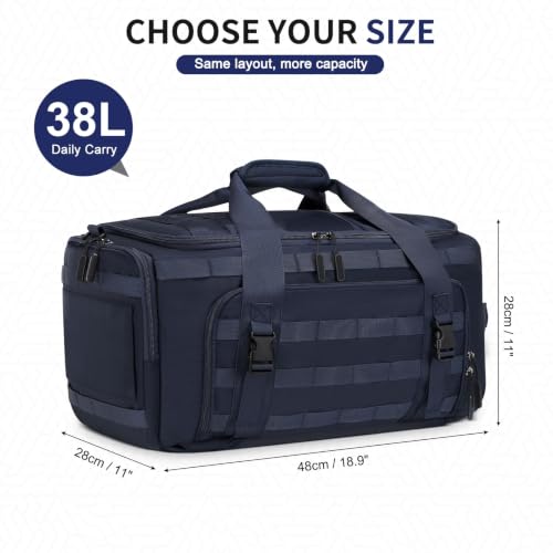 38L Convertible Duffel Backpack, 3 in 1 Gym Bag with Laptop Sleeve, Wet Pockets & Insulated Bottom, Navy Blue - color: Navy Blue, size: 38L